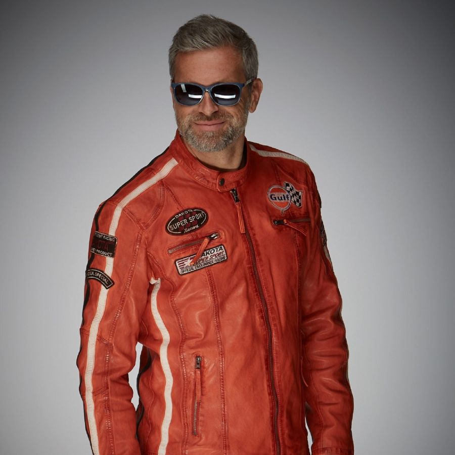 GULF Racing Men s leather jacket orange ON ORECA Store