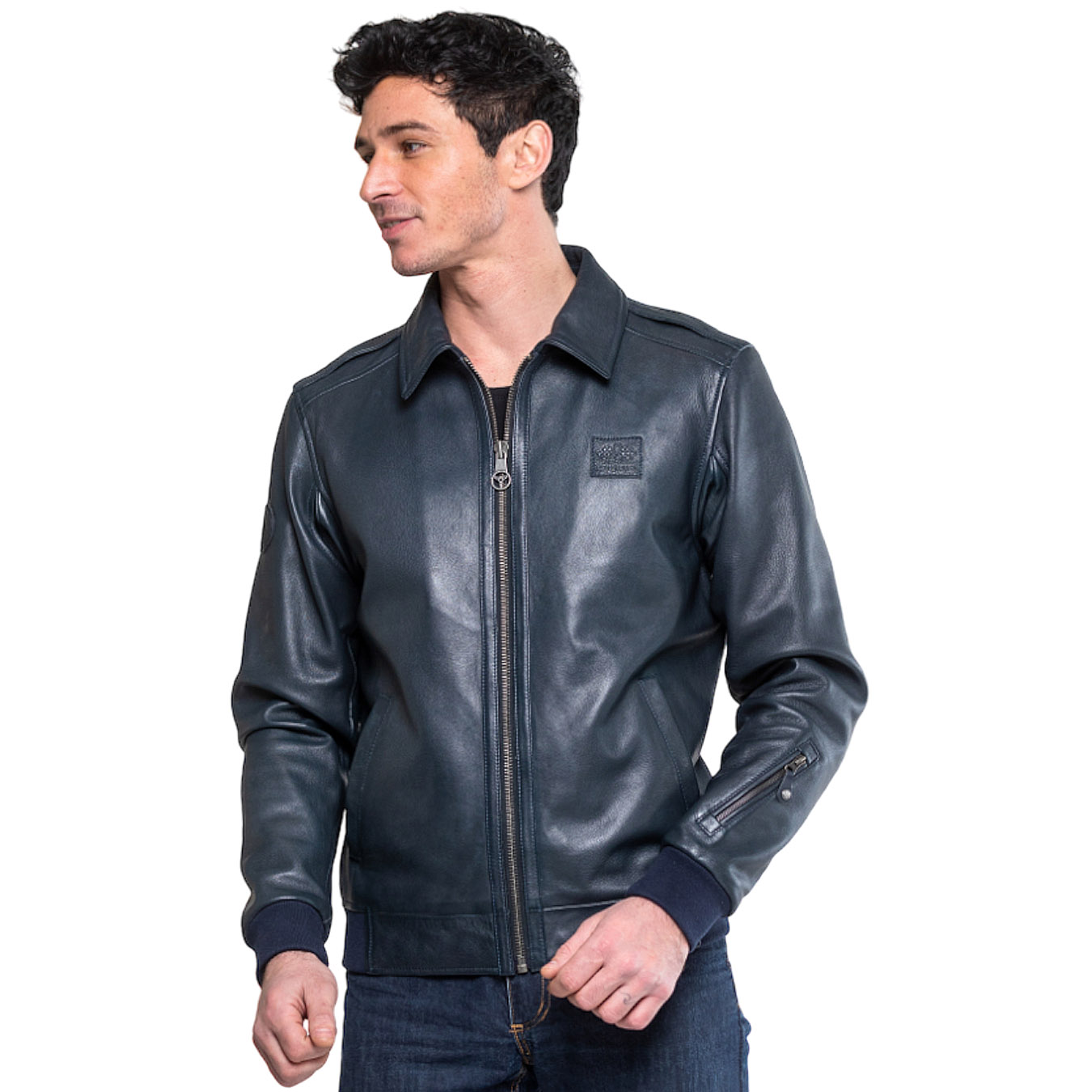 Veste JACKY ICKX Cuir Bleu Pour Homme Sur Oreca Store